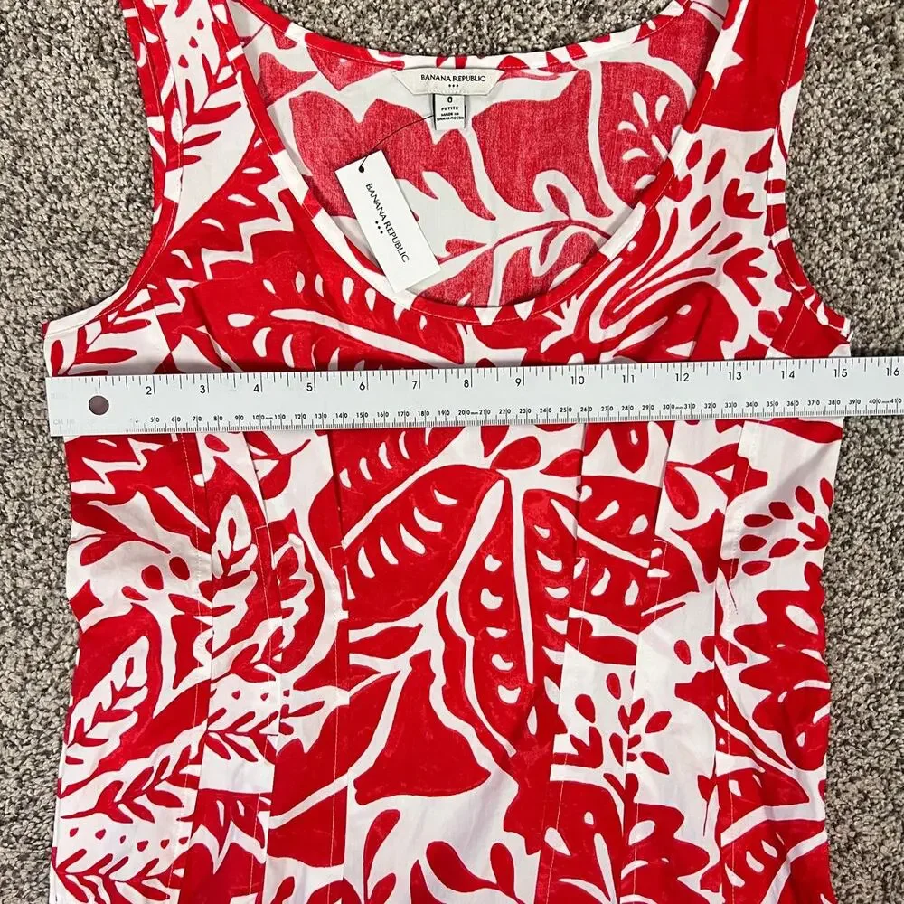 NWT Banana Republic Women 0P Tropical Resortwear Vacation Flounce Hem Midi Dress